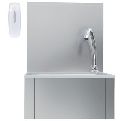 vidaXL Handwaschbecken mit Wasserhahn und Seifenspender Edelstahl