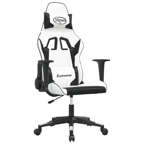 vidaXL Gaming-Stuhl Wei&szlig; und Schwarz Kunstleder