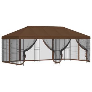 vidaXL Pavillon mit Seitenw&auml;nden 6 x 3 m Braun Polyester und Stahl