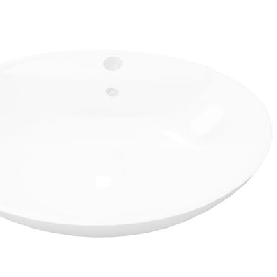 Luxus-Keramikbecken Oval mit Überlauf und Wasserhahnloch