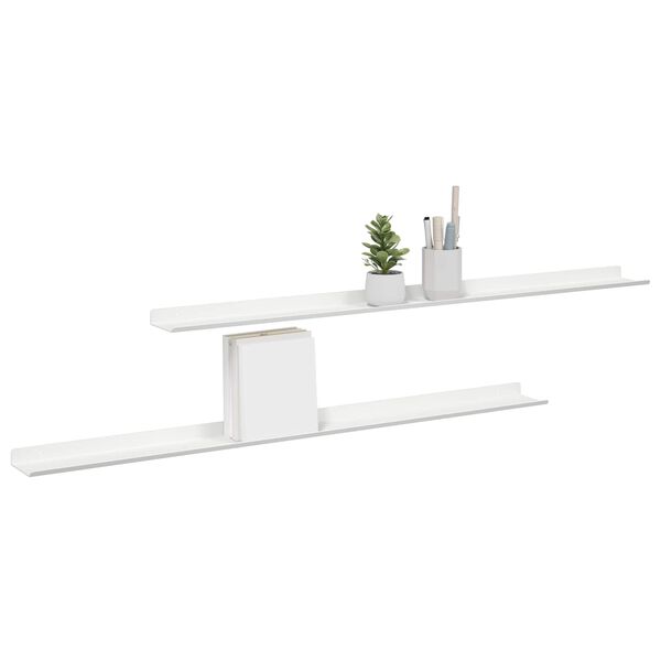 vidaXL Schwebendes Regal 2 pcs Wei&szlig; 100 x 9 x 2,5 cm Stahl