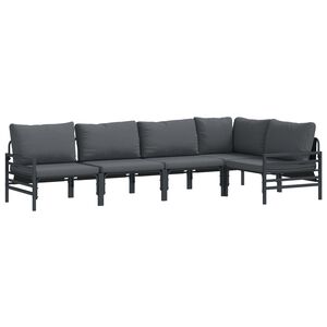 vidaXL Gartensofa-set 5 stk. Schwarz Stahl
