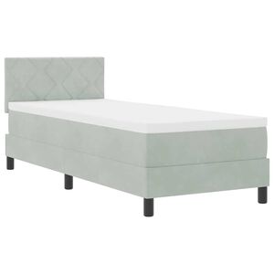 vidaXL LED Boxspringbett mit Kopfteil Hellgrau 80 x 200 cm Samt