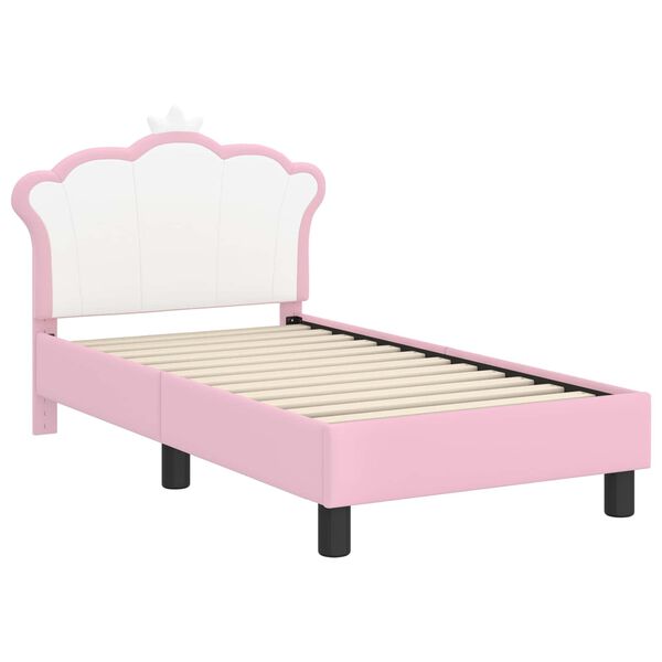 vidaXL Kinderbettgestell mit Kopfteil mit Kopfteil Rosa 70 x 140 cm PU