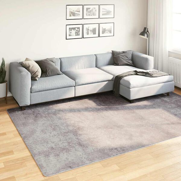 vidaXL Teppich Waschbar Grau 190x300 cm