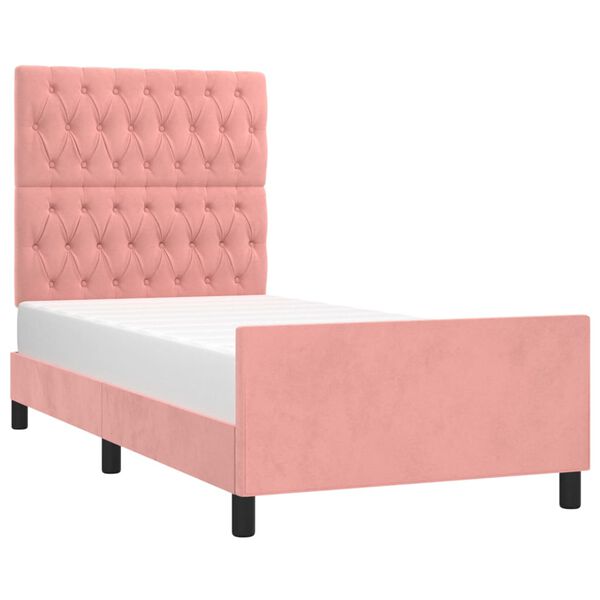 vidaXL Bettgestell mit Kopfteil Rosa 90x190 cm Samt