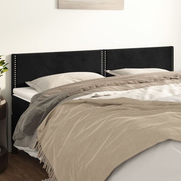 vidaXL Kopfteile Schwarz 160x5x78/88 cm Samt