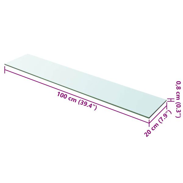 vidaXL Regalboden Glas Transparent 100x20 cm