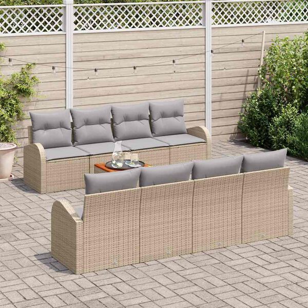 vidaXL Garten-Sofa-Set 9 pcs Beige und Hellgrau