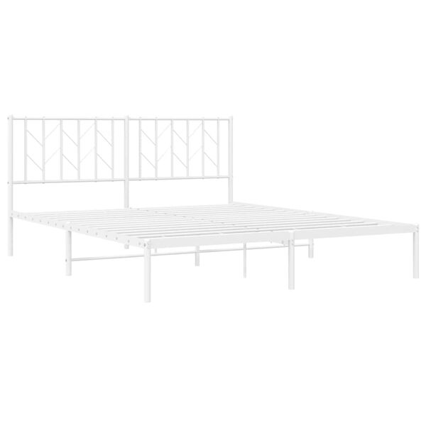 vidaXL Bettgestell mit Kopfteil Metall Wei&szlig; 160x200 cm