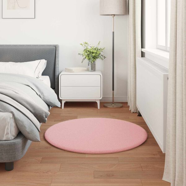 vidaXL Kunstfell Hasen Teppich Olite Rosa &Oslash; 80 cm Polyester