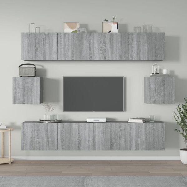 vidaXL 6-tlg. TV-Schrank-Set Grau Sonoma Holzwerkstoff