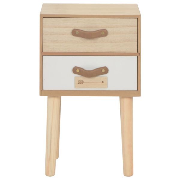 vidaXL Nachttisch mit 2 Schubladen 30x25x49,5 cm Massivholz Kiefer