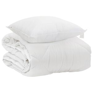 vidaXL Ganzjahresbettdecke mit Kissen 2 pcs Wei&szlig; Mikrofaser