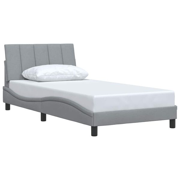 vidaXL Bettgestell ohne Matratze "Hanko" Hellgrau 100x200 cm Stoff