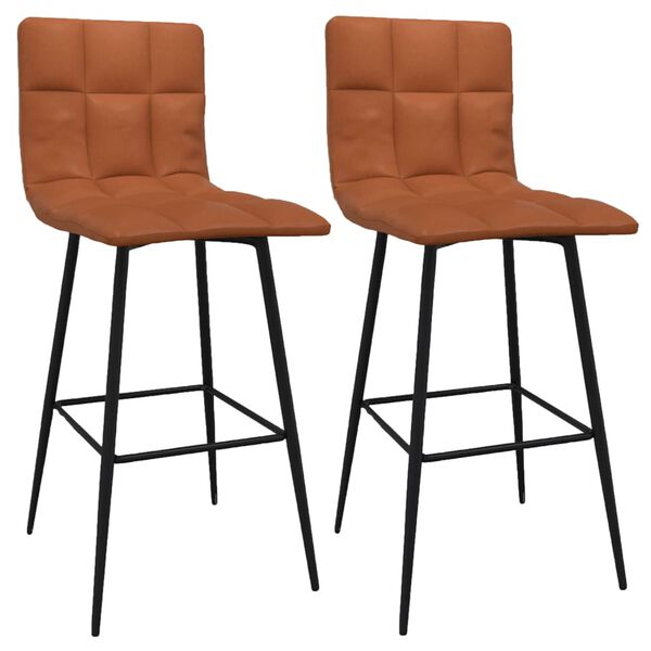 vidaXL Barhocker 2 Stk. Hellbraun Kunstleder