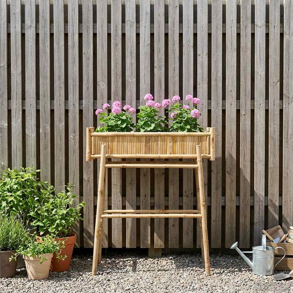 vidaXL Gartenpflanzer mit Halter Natur 100 x 38 x 114 cm Bambus
