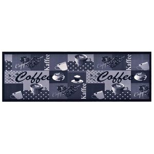 vidaXL K&uuml;chenbodenmatte Waschbar Kaffee Blau 45x150 cm