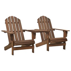 vidaXL Adirondack-Gartenst&uuml;hle mit Tisch Massivholz Tanne Braun