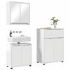 vidaXL Badezimmerm&ouml;bel-Set Mit Rad 3 pcs Hochglanz Wei&szlig; Holzwerkstoff