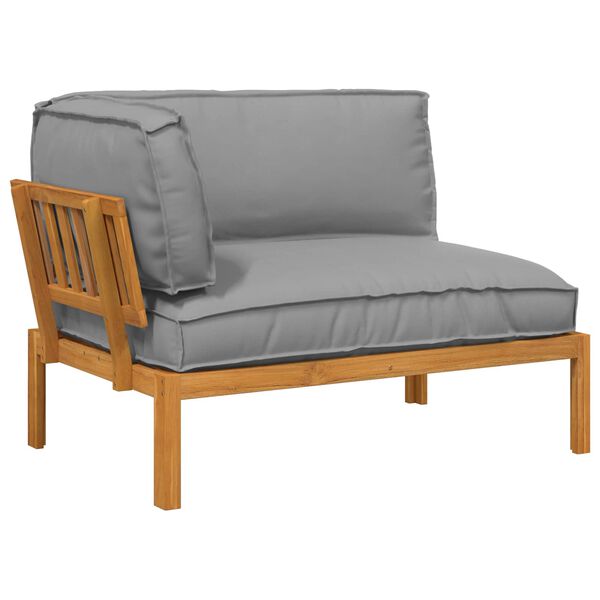 vidaXL Sofa Set mit Kissen Grau 131,5 x 92 x 69 cm Massivholz Akazie