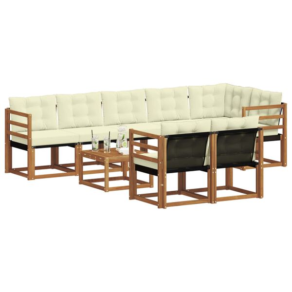vidaXL Outdoor-Sofagarnitur mit Kissen 9 pcs Natur und Creme