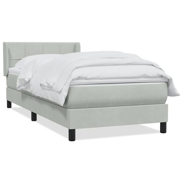 vidaXL Boxspringbett mit Matratze Hellgrau 80x210 cm Samt