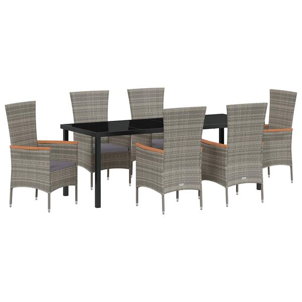 vidaXL Garten Essgruppe 7 pcs Grau Pulverbeschichteter Stahl