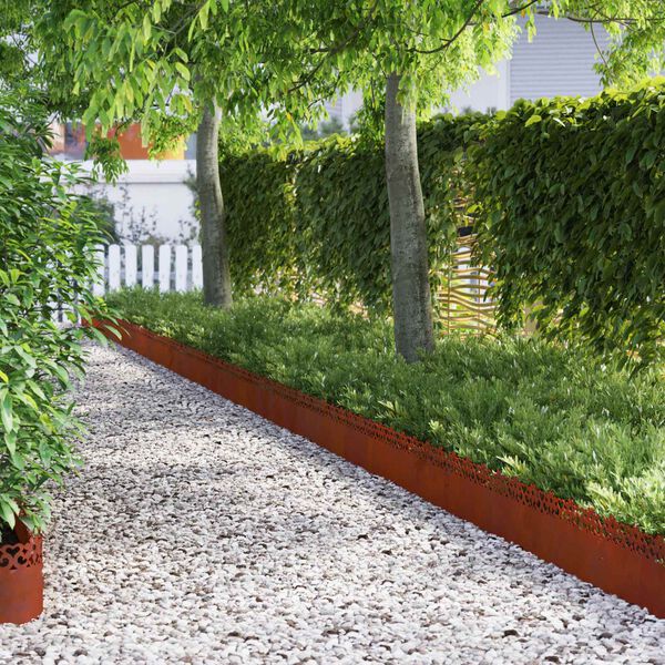vidaXL Rasenkanten 10 pcs Rostig 103 x 0,05 x 22 cm Wetterfeststahl
