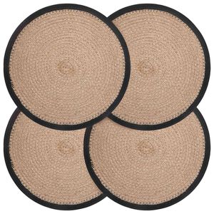 vidaXL Jute Platzsets 4 stk. Nat&uuml;rlich und Schwarz 100% Tossa Jute