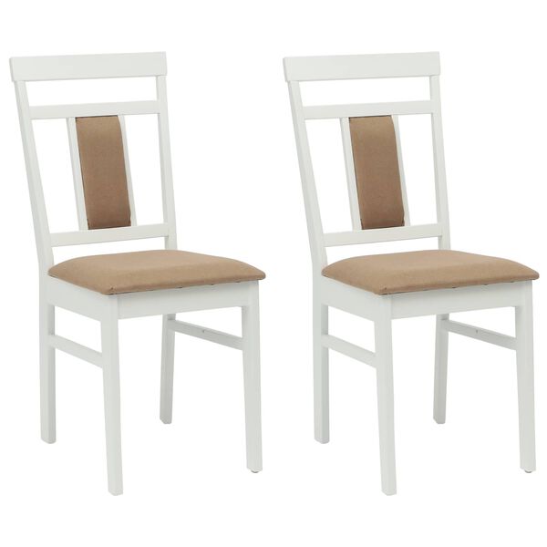vidaXL Esszimmerstuhl 2 pcs Wei&szlig; und Braun Massives Gummiholz