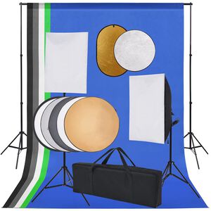 vidaXL Fotostudio-Set mit Softbox-Lampen, Hintergrund und Reflektor