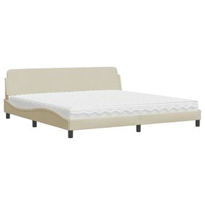 vidaXL Bett mit Matratze "Dover" Creme 200x200 cm Stoff