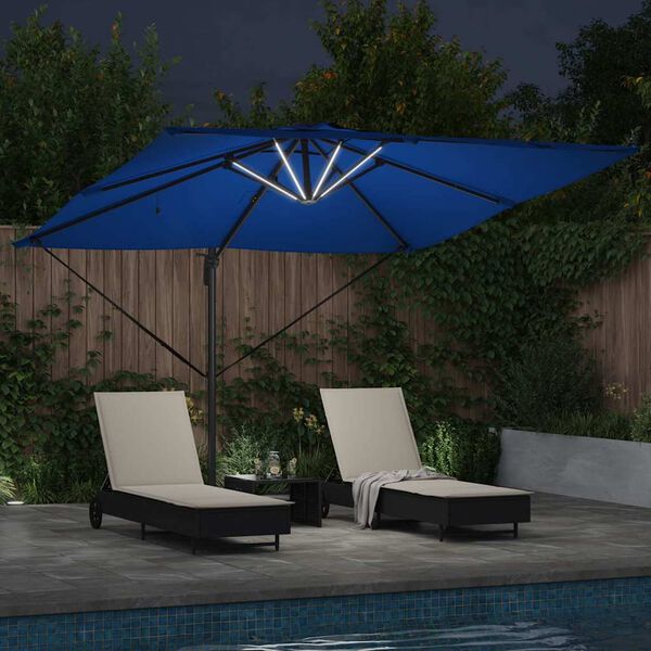 vidaXL Sonnenschirm mit LED-Lichtleisten Azure Blau 286 x 284 x 270 cm