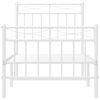 vidaXL Bettgestell mit Kopf- und Fu&szlig;teil Metall Wei&szlig; 75x190 cm