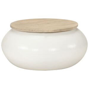 vidaXL Couchtisch Wei&szlig; 51x51x27 cm Massivholz Mango