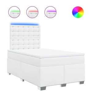 vidaXL Boxspringbett mit Matratze Wei&szlig; 120x190 cm Kunstleder