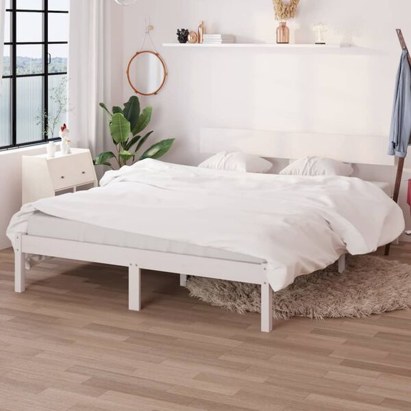 vidaXL Massivholzbett Wei&szlig; 120x190 cm