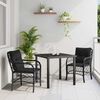 vidaXL Garten Essgruppe mit Kissen 3 pcs Schwarz Poly-Rattan