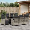vidaXL Garten Essgruppe mit Kissen 9 pcs Hellgrau Poly-Rattan