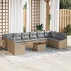 vidaXL Gartensofa-set mit Kissen 11 pcs Beige Poly-Rattan