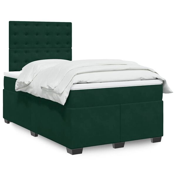 vidaXL Boxspringbett mit Matratze Dunkelgr&uuml;n 120x200 cm Samt
