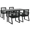 vidaXL 5-tlg. Garten-Essgruppe Schwarz PVC Rattan