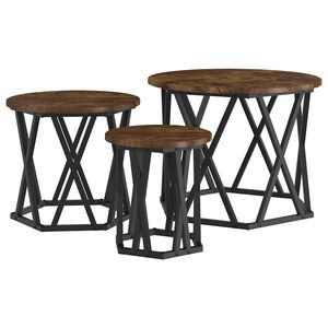 vidaXL Nesting Beistelltisch 3 Stk. Ger&auml;ucherte Eiche 53 x 53 x 40 cm