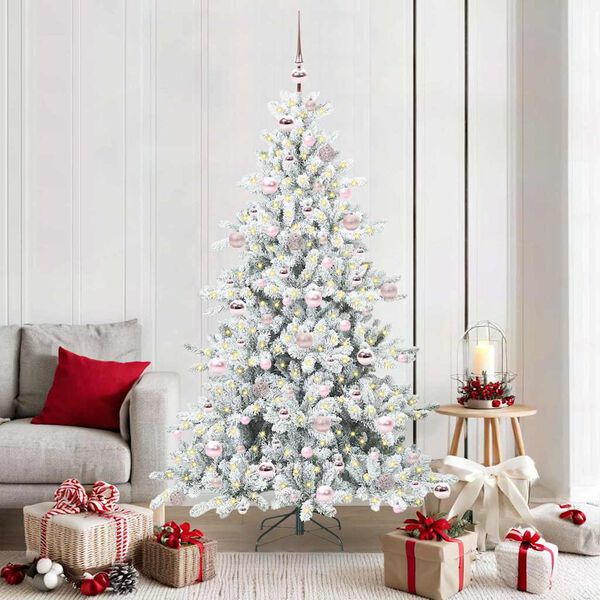 vidaXL K&uuml;nstlicher klappbarer Weihnachtsbaum Wei&szlig; 180 cm PVC und Stahl