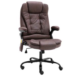 vidaXL B&uuml;rostuhl mit Massagefunktion Dunkelbraun Wildleder-Optik