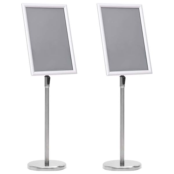 vidaXL Plakatständer 2 pcs Silber 32,7 x 24 x 108 cm Aluminium