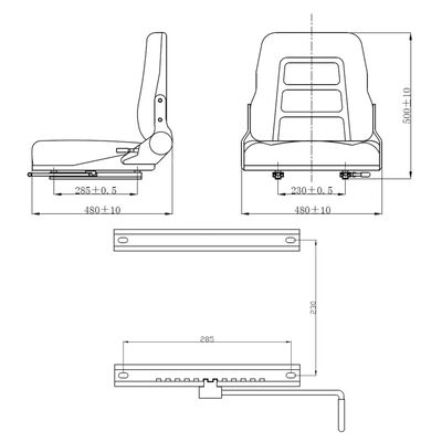 vidaXL Gabelstapler- und Traktorsitz Verstellbare Rückenlehne Schwarz