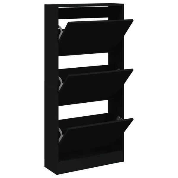 vidaXL Schuhschrank Schwarz 60x21x125,5 cm Holzwerkstoff