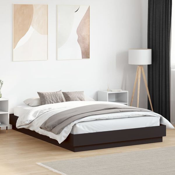vidaXL Bettgestell mit LED ohne Matratze Schwarz 150x200 cm